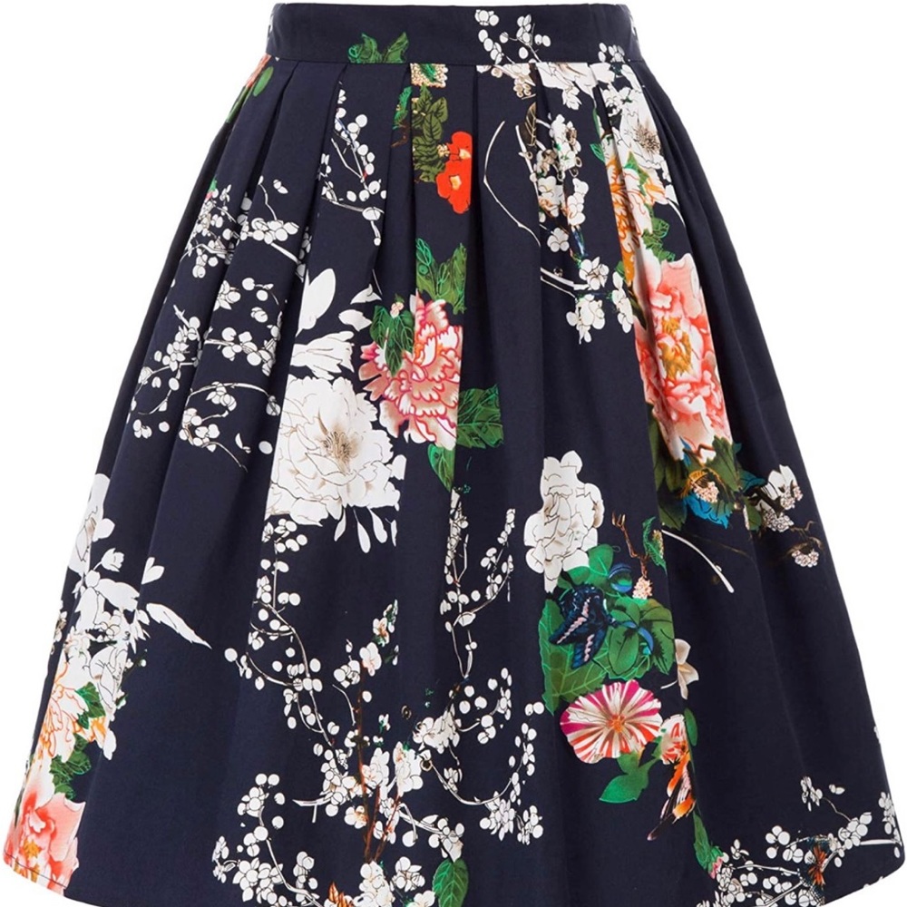 GRACE KARIN Women Vintage Pleated A-line Midi Skirt